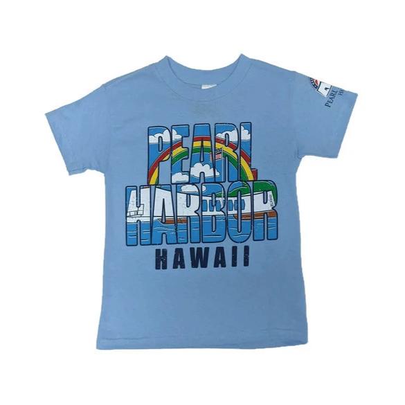 Kid's Rainbow Pearl Harbor Shirt, Light Blue