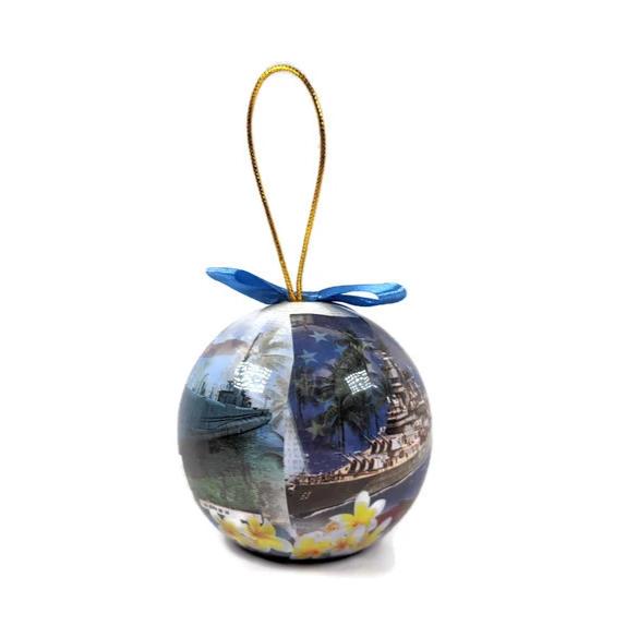 Pearl Harbor Hawaii Plumeria Christmas Ornament