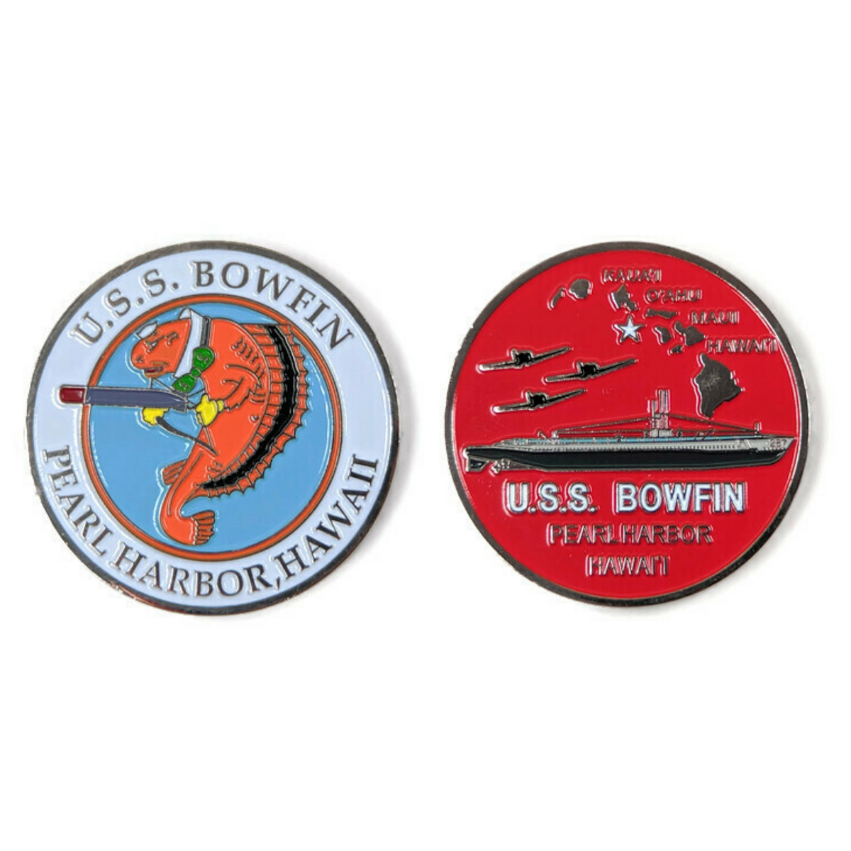 USS Bowfin Submarine Challenge Coin, 39 mm