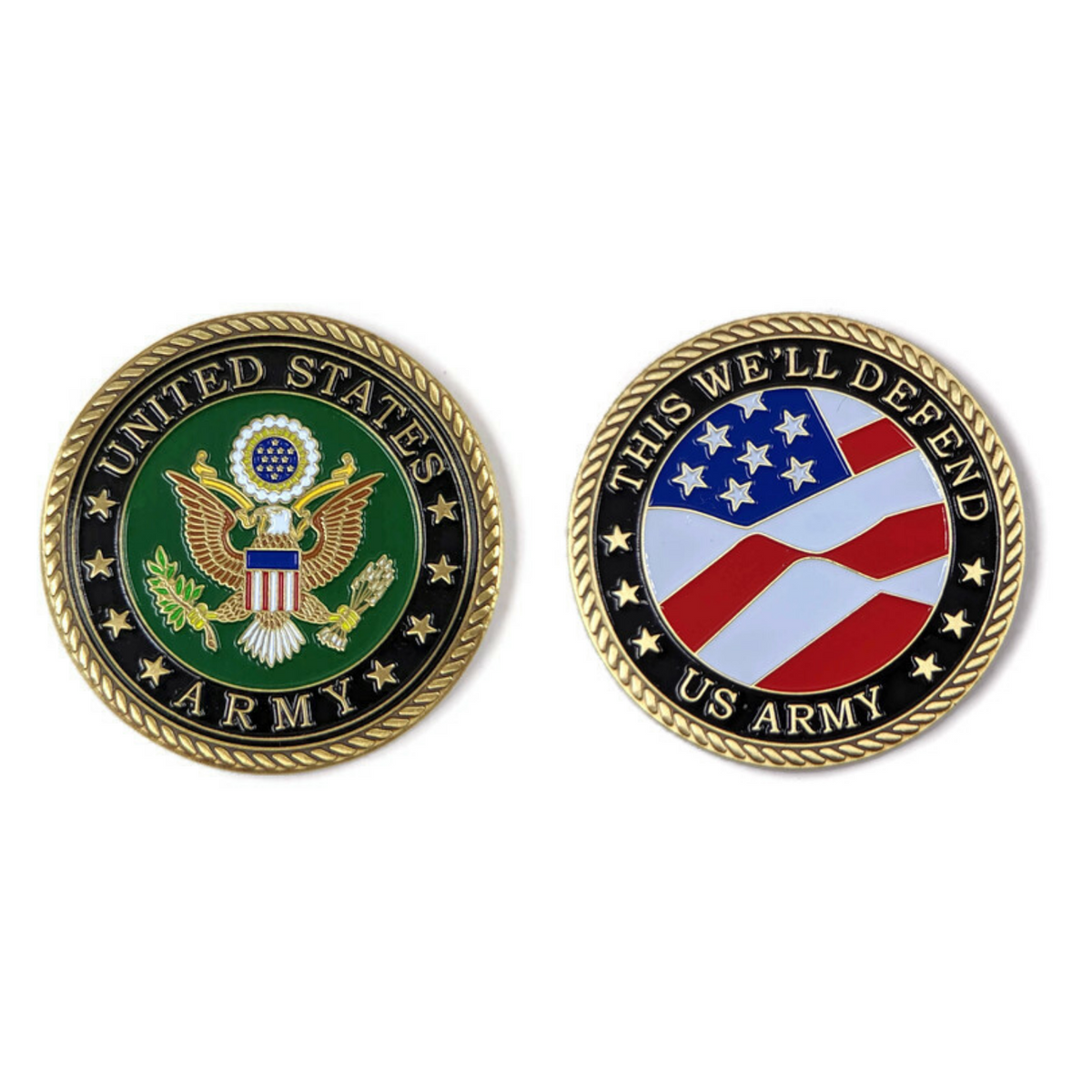 US Army Brass-Brushed Challenge Coin, 39 mm