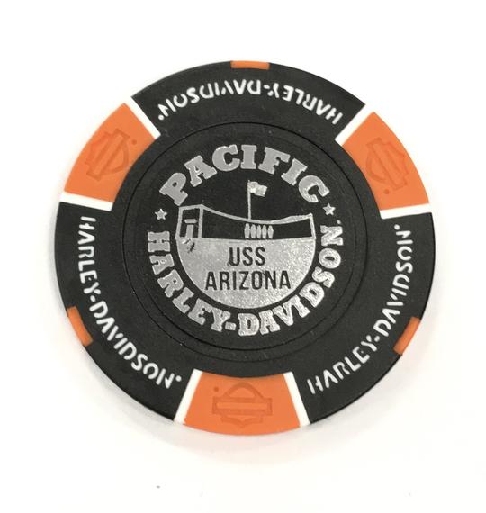USS Arizona Memorial And Harley-Davidson Poker Chip, Black